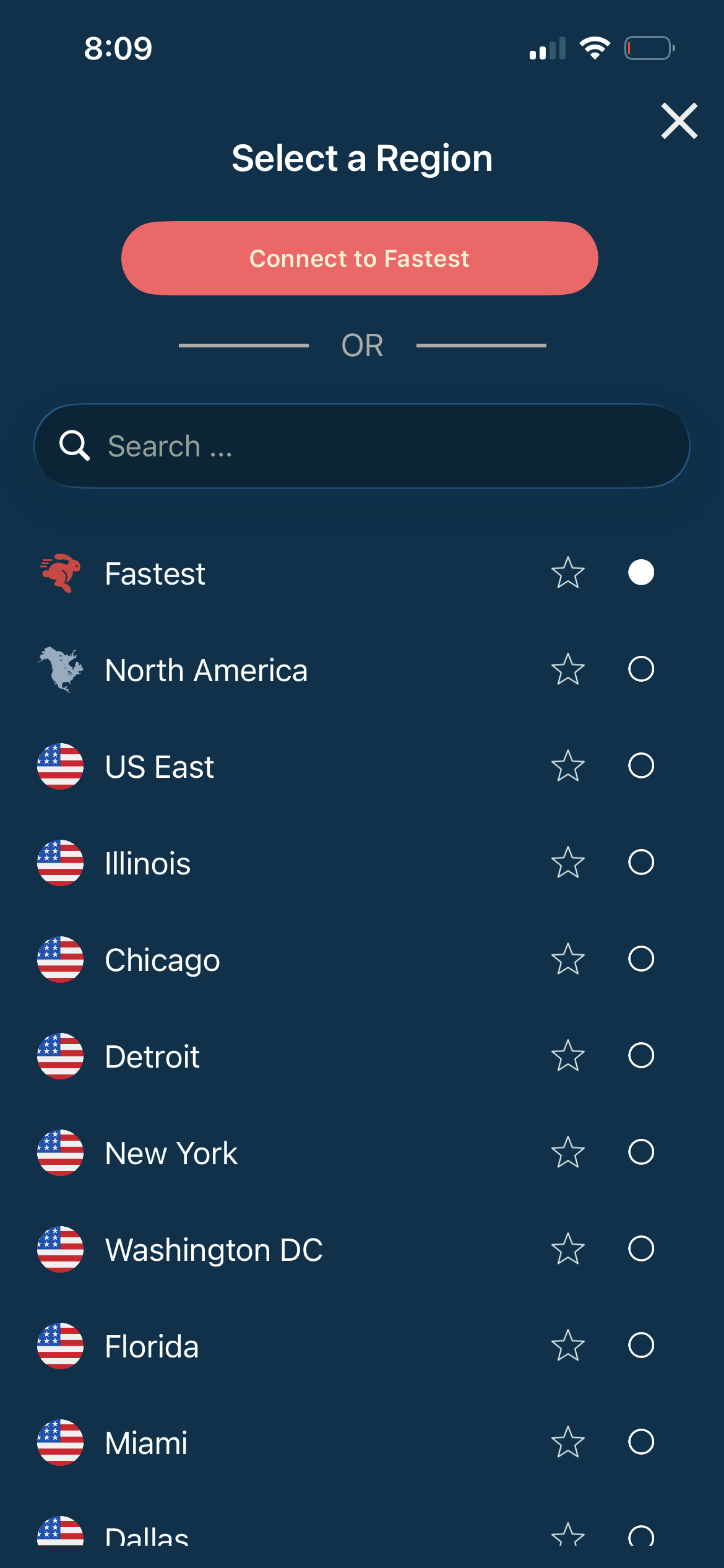 Swiss VPN server list showing Japan servers